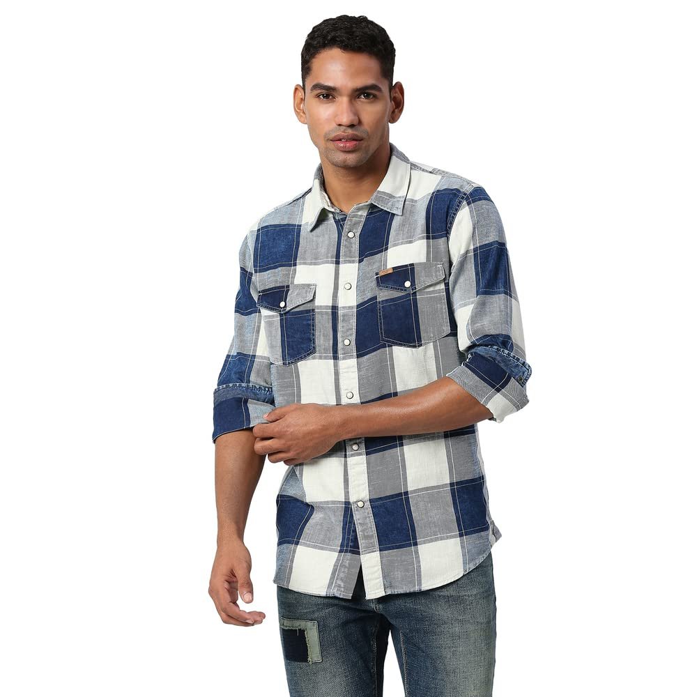 Pepe Jeans Men’s Regular Fit Shirt (PM307865_Indigo 2XL)