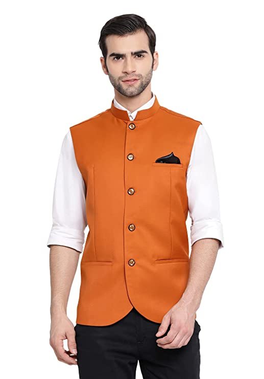 VASTRAMAY Men’s Cotton Blend Nehru Jacket