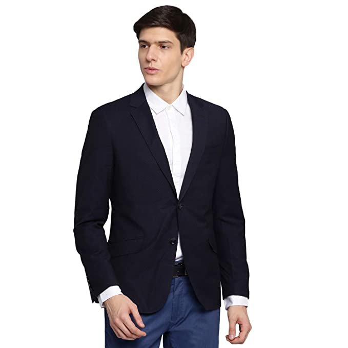 BRUUN & STENGADE Men Slim Fit Cotton Black Formal Blazer (8901234166895_$P)