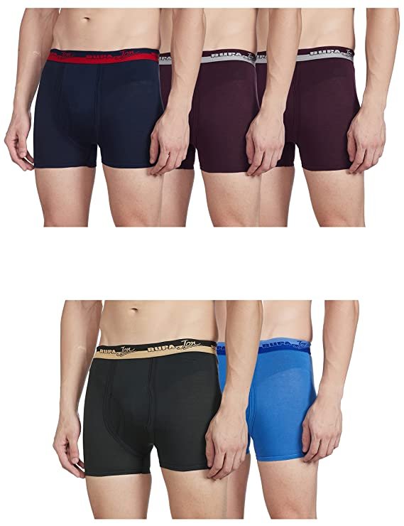 Rupa Jon Men’s Solid Trunks (Pack of 5)(Colors & Print May Vary)
