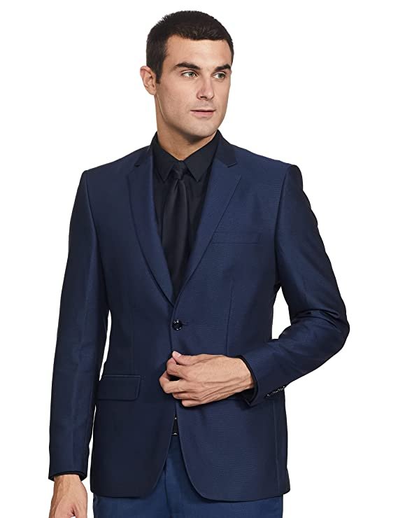 Raymond Rayon Blend Men’s Full Sleeve Contemporary FIT Dark Blue Formal Suit