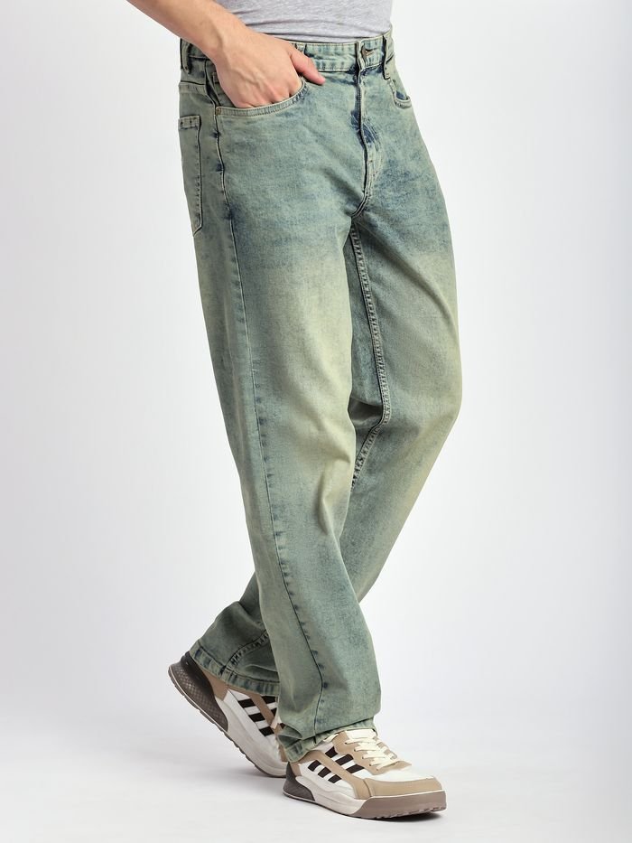 Blue Green Tinted Regular Fit Jeans