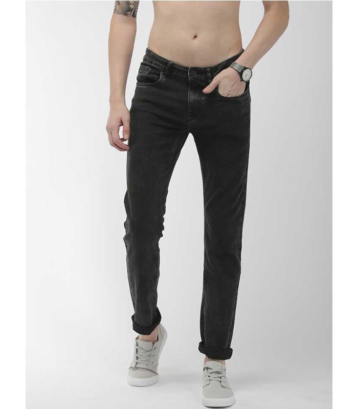 FM Tapered Fit Men Black Jeans