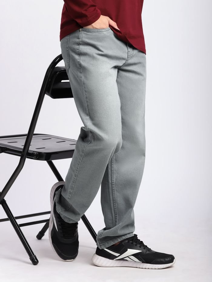 Light Grey Faded Regular Fit Jeans